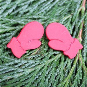 Christmas Button - Pair Mittens Red